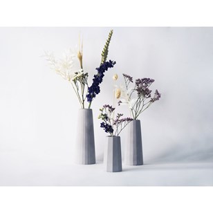 Trio de vases soliflores en béton - FACETTE 