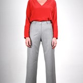 Pantalon large gris en laine flanelle - Laura 2