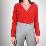 Pantalon large gris en laine flanelle - Laura 3
