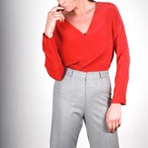 Pantalon large gris en laine flanelle - Laura 4