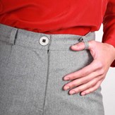 Pantalon large gris en laine flanelle - Laura 5