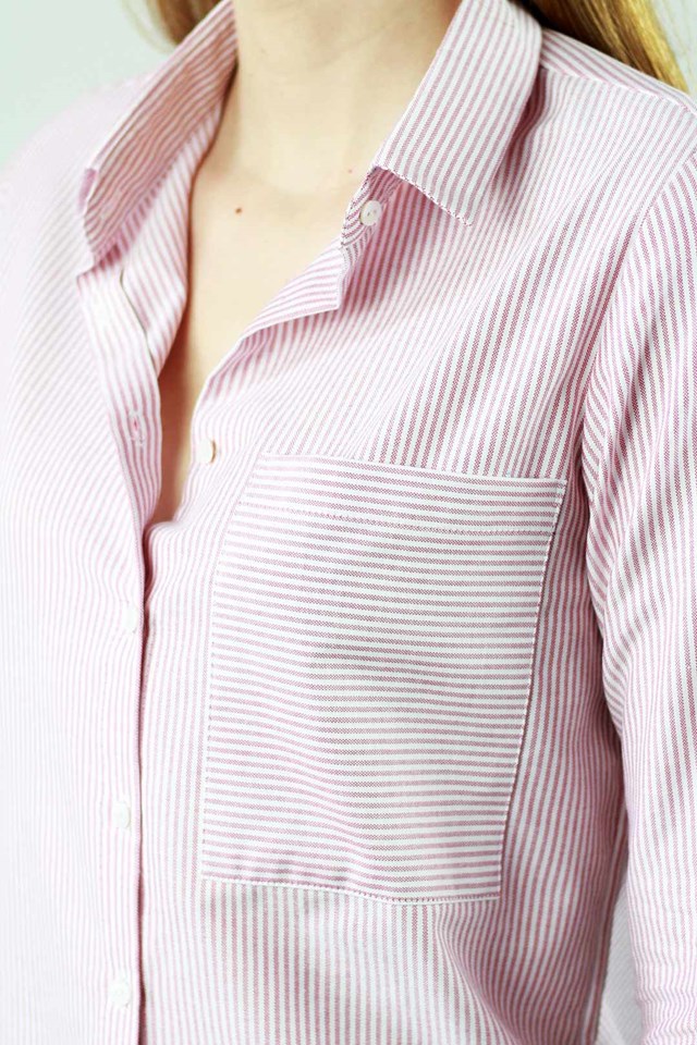Chemise rayée rouge et blanc en coton OEKO-TEX® – Marie Hélène 5