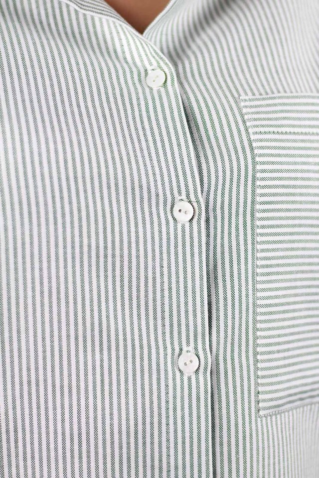 Chemise rayée verte et blanche en coton OEKO-TEX - Claire 6