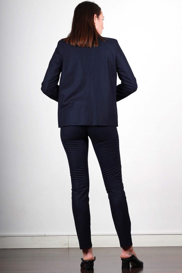 Veste tailleur bleu marine en flanelle - Marie-Anne 7
