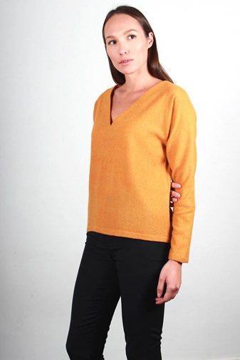 Pull moutarde en laine vierge - Edith