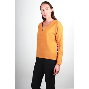 Pull moutarde en laine vierge - Edith