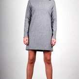 Robe droite grise en crêpe de laine - Carolyne 3