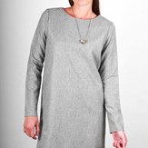 Robe droite grise en laine flanelle - Carolyne 2