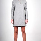 Robe droite grise en laine flanelle - Carolyne 3