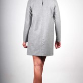 Robe droite grise en laine flanelle - Carolyne 4