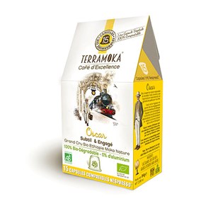 15 capsules biodégradables de café bio compatibles Nespresso - Oscar, subtil