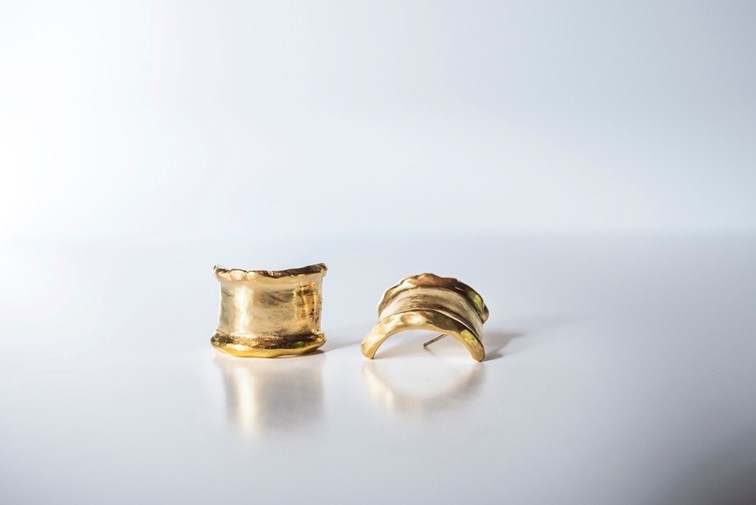 Boucles d'oreilles demi anneau - Bronze doré