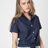chemise-femme-ecclo-bleue-Made-in-France-et-coton-upcyclé-recyclé-dreamact-avant