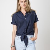 chemise-femme-ecclo-bleue-Made-in-France-et-coton-upcyclé-recyclé-dreamact-face