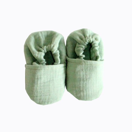 Chaussons souples - Double gaze de coton Vert menthe