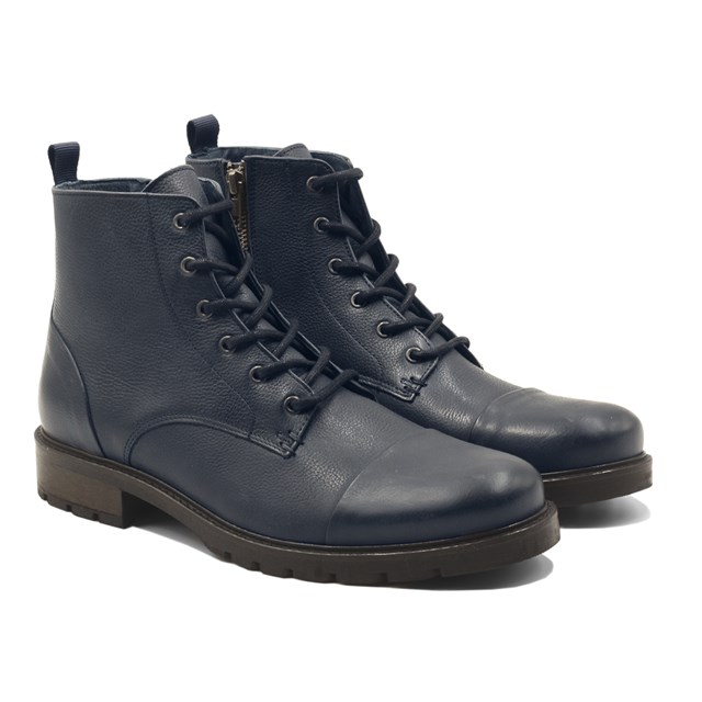 Ranger boots cuir grainé bleu 2