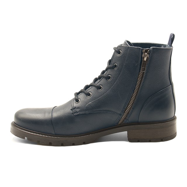 Ranger boots cuir grainé bleu 6