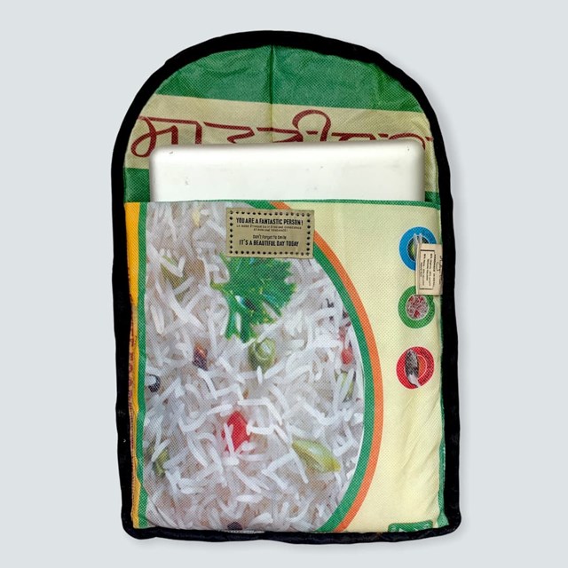 intérieur upcyclé en sac de riz alternative zéro déchet
