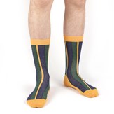 Chaussettes à rayures jaune / vert / bleu marine 5