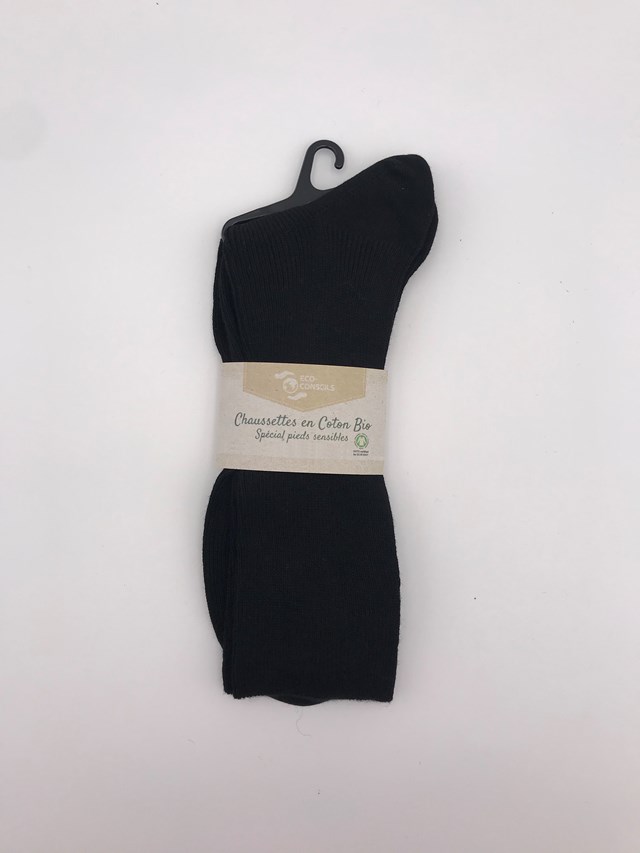 Chaussettes en coton bio, coloris Noir 2
