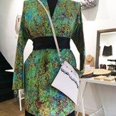 Veste kimono en batik turquoise 3