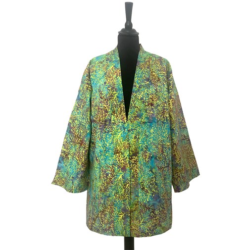 Veste kimono en batik turquoise