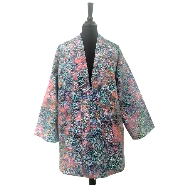 Veste kimono en batik zébré violet 2