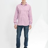 chemise-ecclo-rose-violette-homme-Made-in-France-et-coton-upcyclé-recyclé-dreamact-face-1