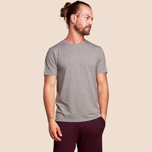 T-shirt coton & micromodal gris clair chiné