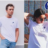 T-shirt coton bio brodé blanc - girafon bleu 6