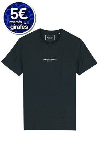 T-shirt noir "Save the giraffes" coton bio - girafon bleu