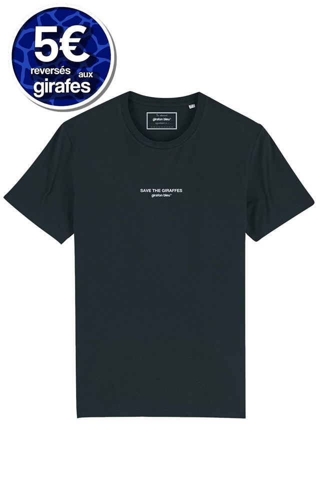 T-shirt noir "Save the giraffes" coton bio - girafon bleu 3