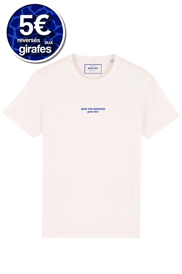 T-shirt ivoire "Save the giraffes" coton bio - girafon bleu 2