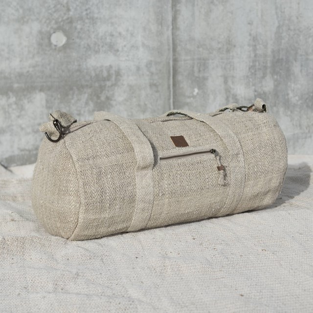 sac polochon écologique en chanvre upcyclé - Ujwalo écru - Vue côté