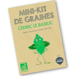 Mini-kit de semis - graines de basilic bio - Cédric le Basilic