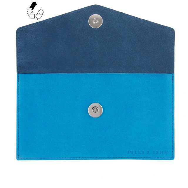 Pochette enveloppe cuir upcyclé bleu & bleu azur 3
