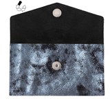 Pochette enveloppe cuir upcyclé noir & gris métallisé 3