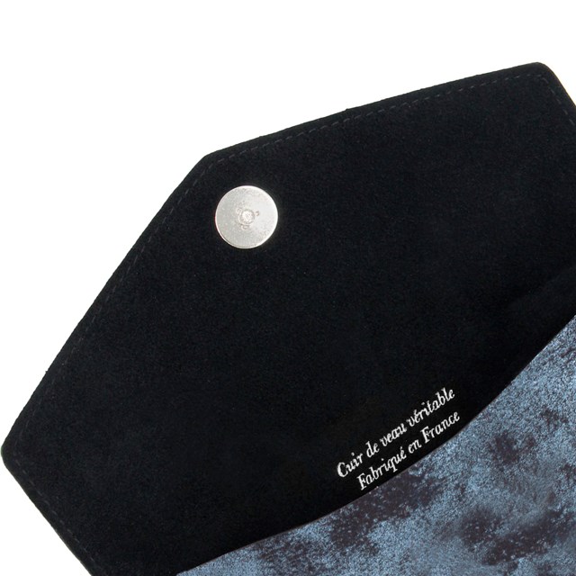 Pochette enveloppe cuir upcyclé noir & gris métallisé 4