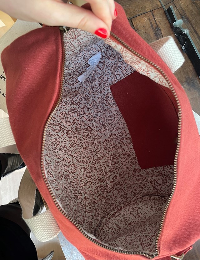 Mini sac polochon MINI SIMON, avec bandoulière, rouge terracotta, coton bio 5