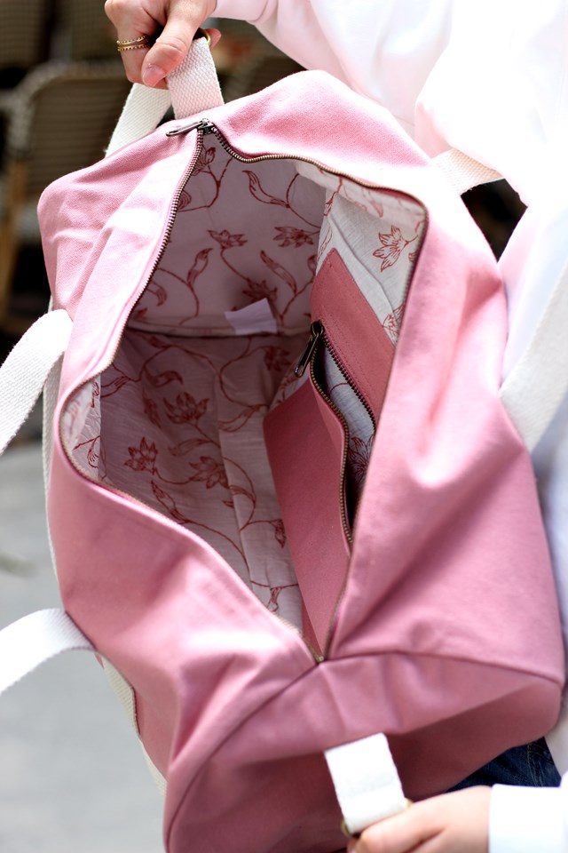 Mini sac polochon MINI SIMON, avec bandoulière, rose blush, coton bio 4