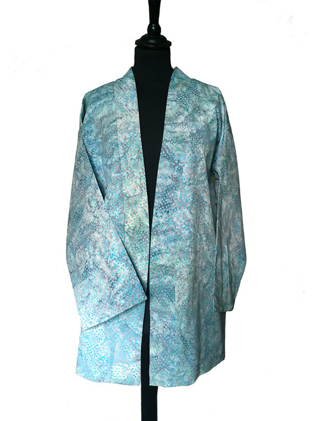 Veste kimono en batik turquoise  2