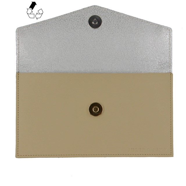 Pochette enveloppe cuir upcyclé beige 3