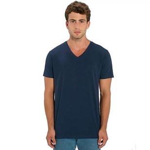 T-shirt Homme col V bleu nuit en coton BIO