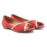 Ballerines bout ouvert cuir daim rose 2