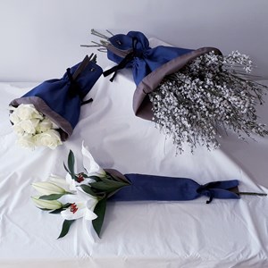Cône à fleurs - Bleu jean / Taupe