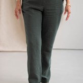 Pantalon droit en 100% lin jade pour femmes - Made in France - Vue de face