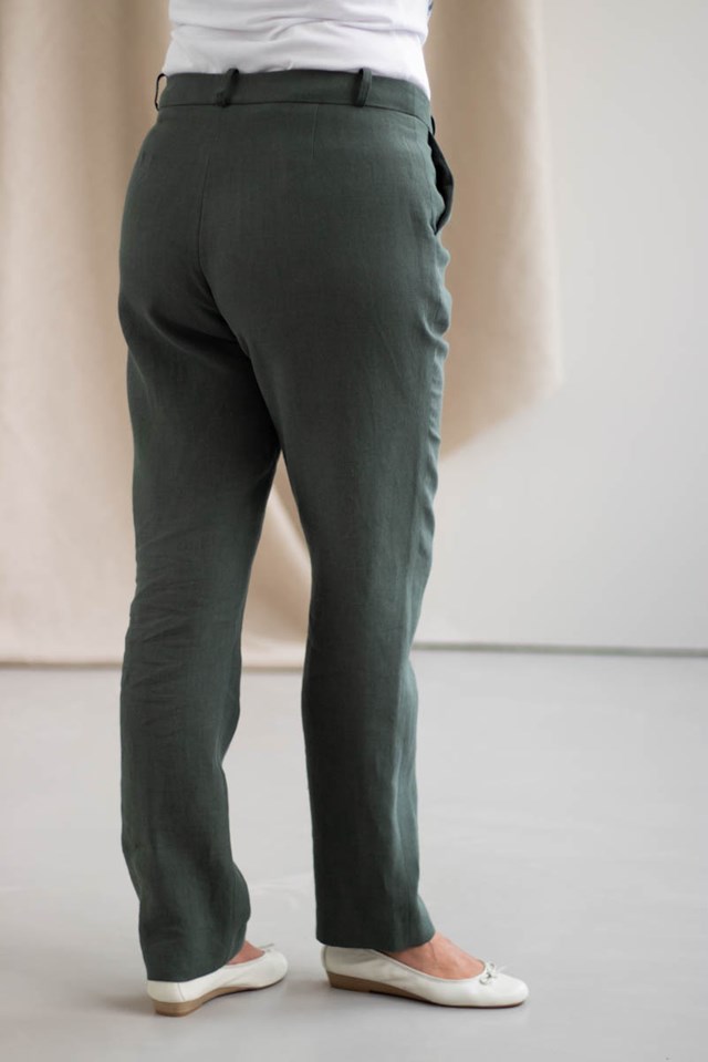 Pantalon droit en 100% lin pour femmes - Made in France - Vue de dos
