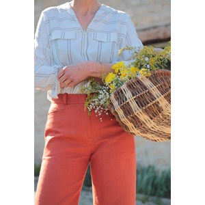 Pantalon large en lin orange - Made in France - INCOMPARABLE 