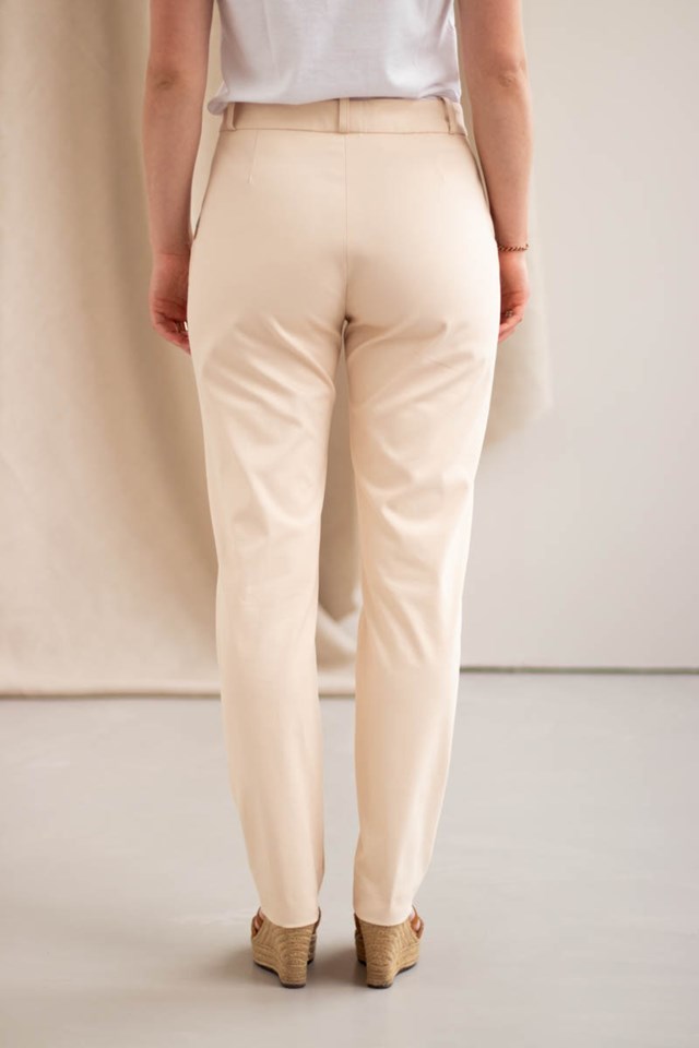 Pantalon droit en coton beige - Fabrication française - C.Bergamia