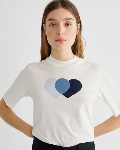 T-shirt basique bleu -  Hearts Mock de Thinking MU